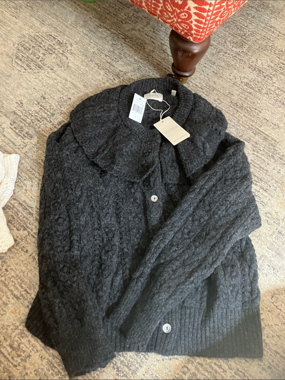 Doen nerina Cable-Knit Button Front Cardigan in moonshadow